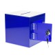 Loterijbox blauw met slot en 2 scharnieren