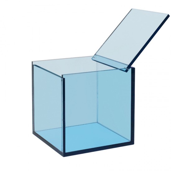 Plexiglas kubus met klepdeksel | Blauw
